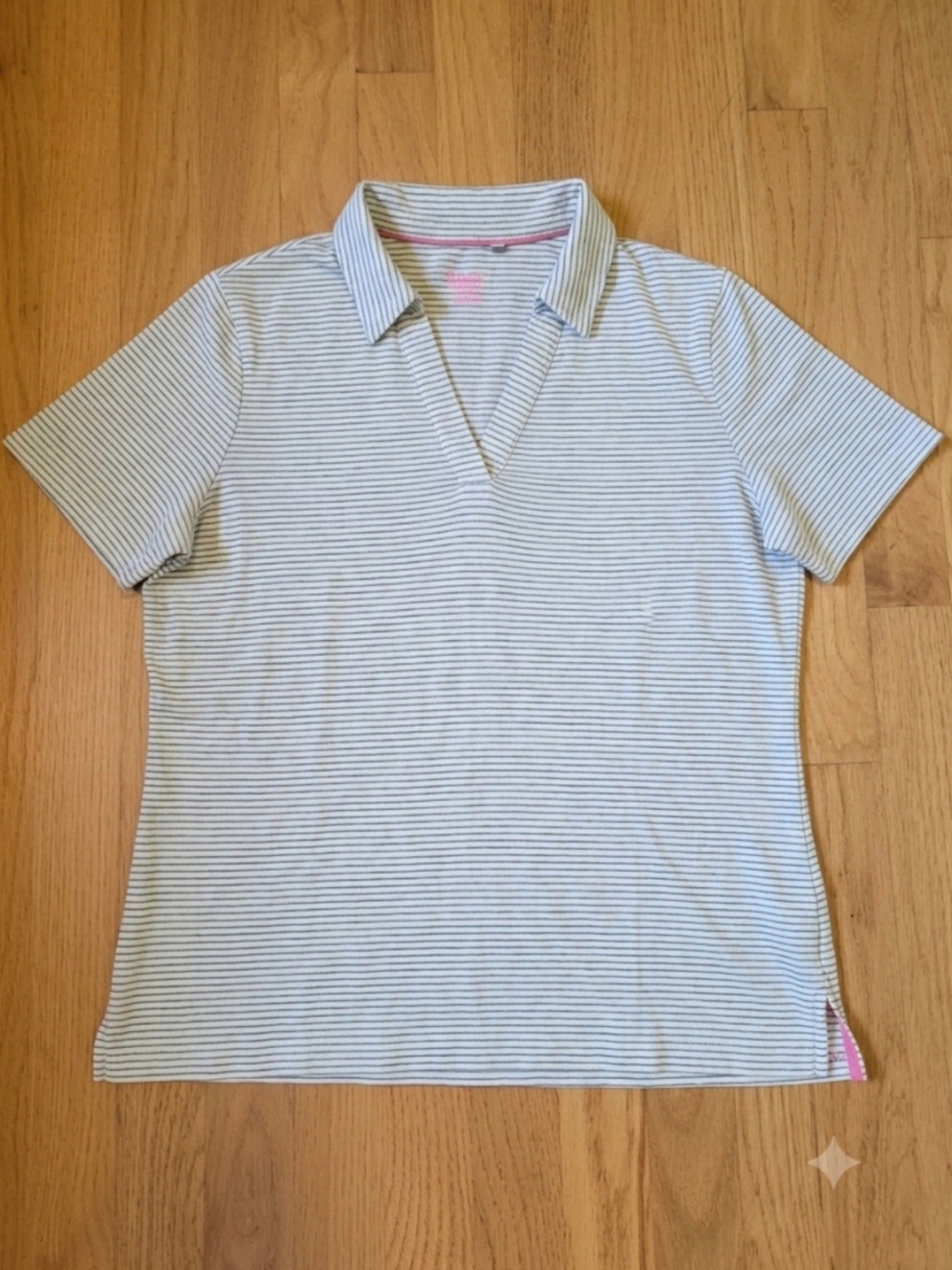 Boden Womens Black and White Striped Short Sleeve Polo Size Small